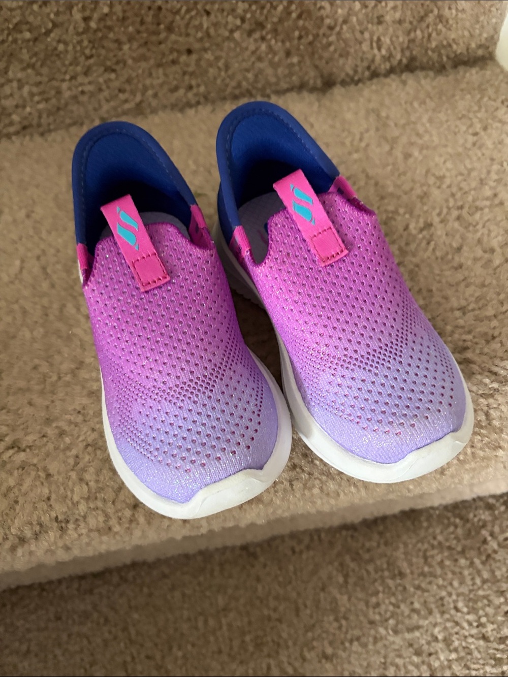 Kids Slip-On Athletic Sneakers in Pink and Purple